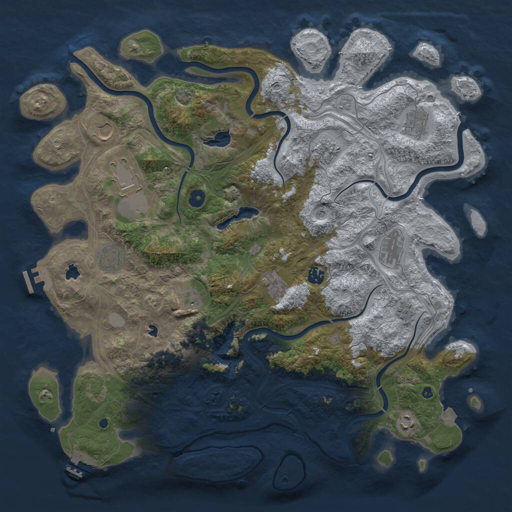 Rust Map: Procedural Map, Size: 4500, Seed: 501096414, 17 Monuments