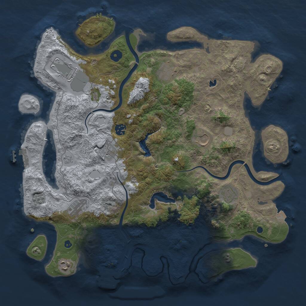Rust Map: Procedural Map, Size: 4000, Seed: 1216474133, 15 Monuments