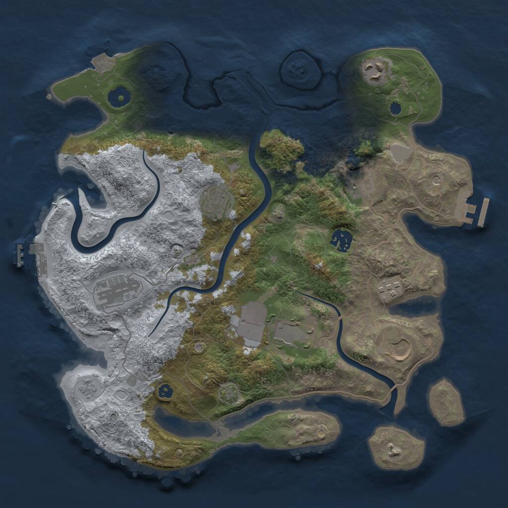 Rust Map: Procedural Map, Size: 3500, Seed: 837239, 14 Monuments