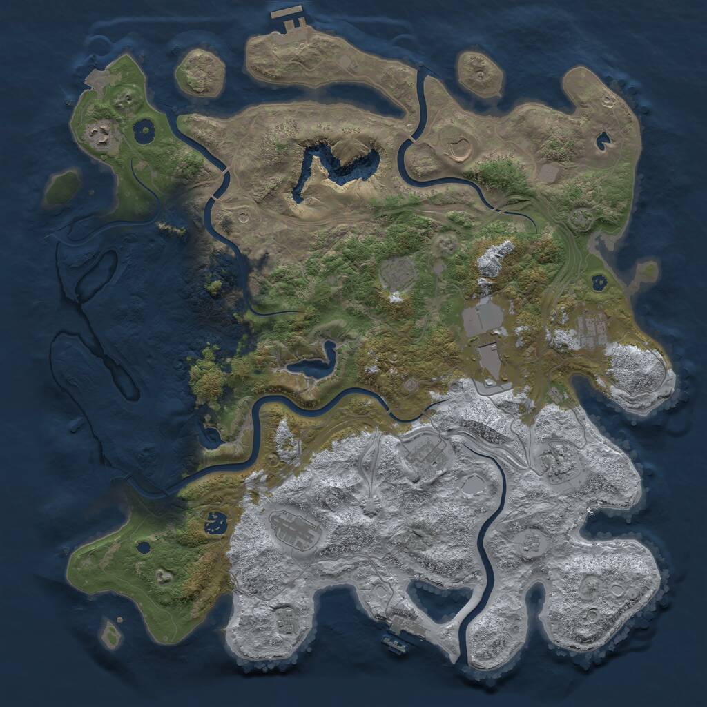 Rust Map: Procedural Map, Size: 4500, Seed: 414770964, 16 Monuments