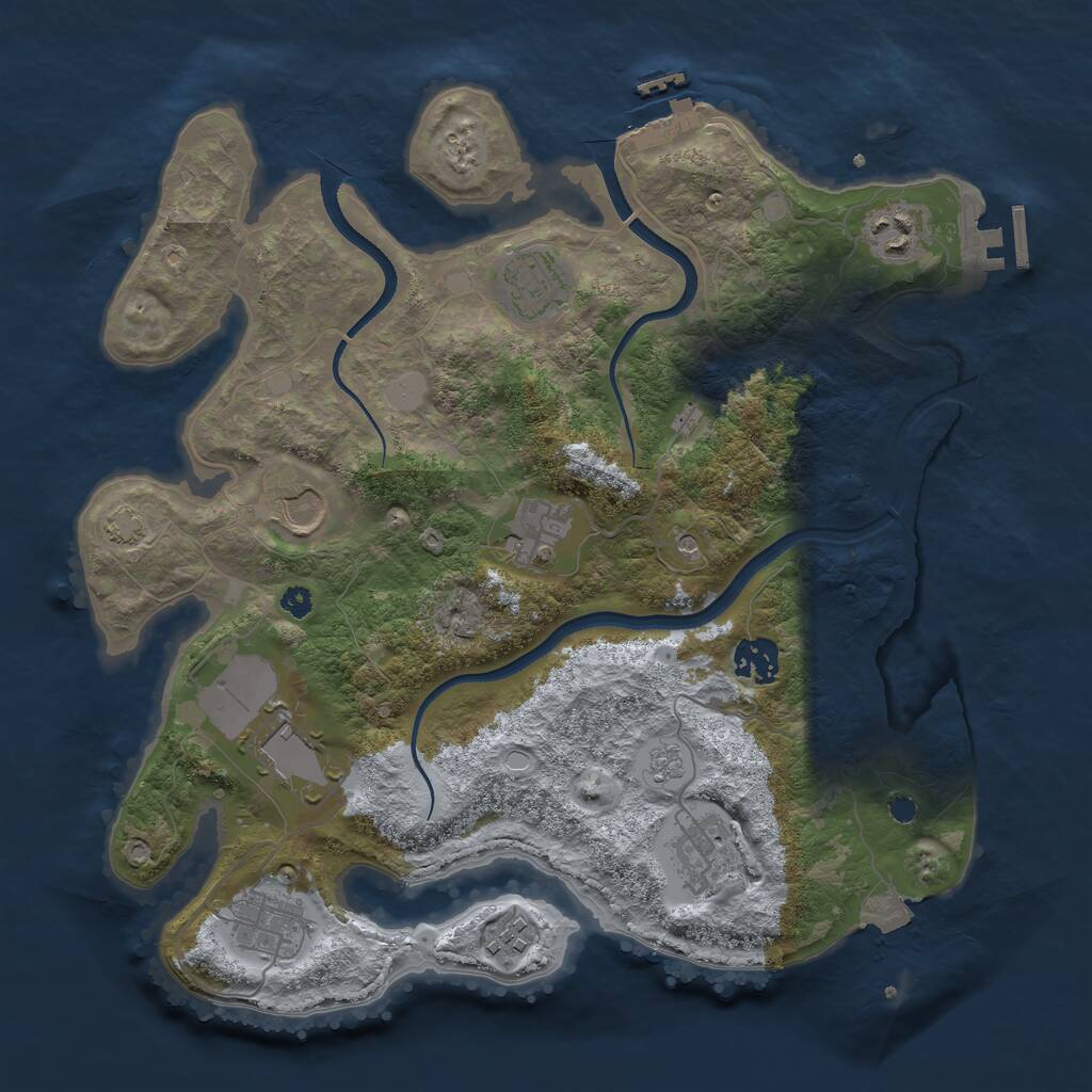 Rust Map: Procedural Map, Size: 3500, Seed: 24178078, 15 Monuments
