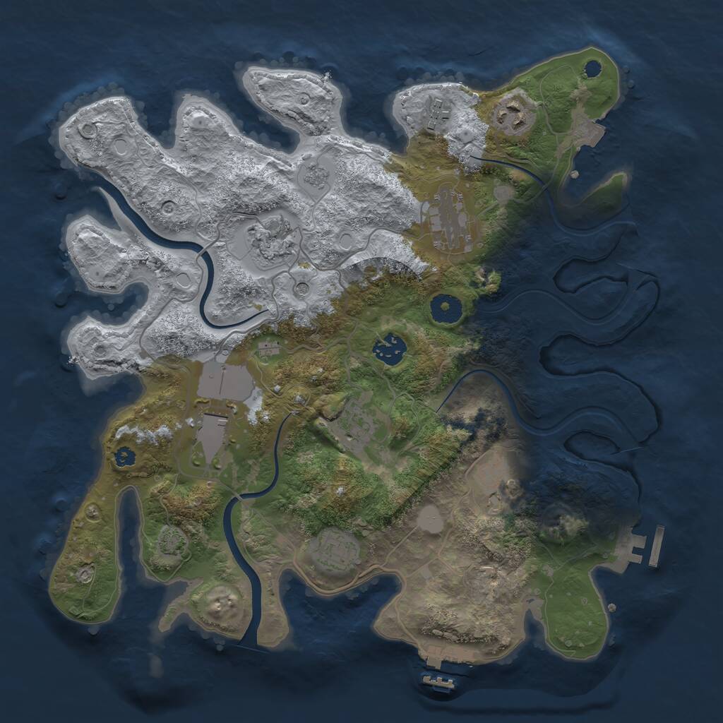 Rust Map: Procedural Map, Size: 3500, Seed: 1299050802, 15 Monuments