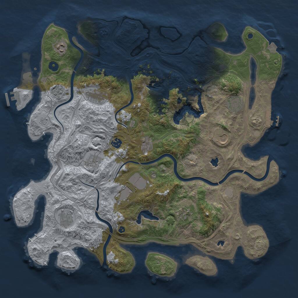 Rust Map: Procedural Map, Size: 4500, Seed: 2045688641, 17 Monuments