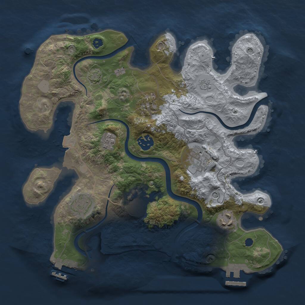 Rust Map: Procedural Map, Size: 3000, Seed: 1974563972, 13 Monuments