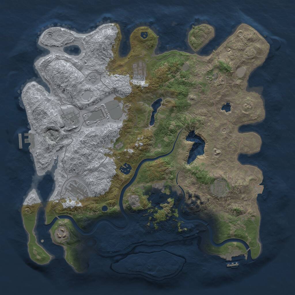 Rust Map: Procedural Map, Size: 4000, Seed: 1253523813, 16 Monuments