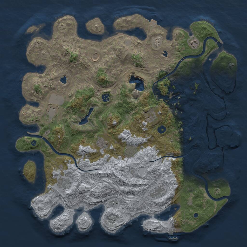 Rust Map: Procedural Map, Size: 4500, Seed: 757851889, 16 Monuments