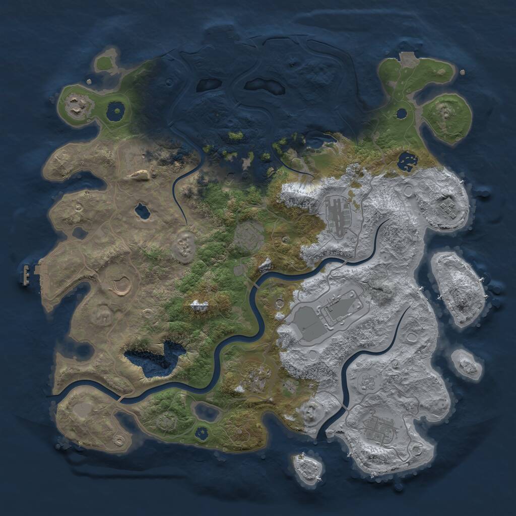 Rust Map: Procedural Map, Size: 4000, Seed: 1368834181, 17 Monuments