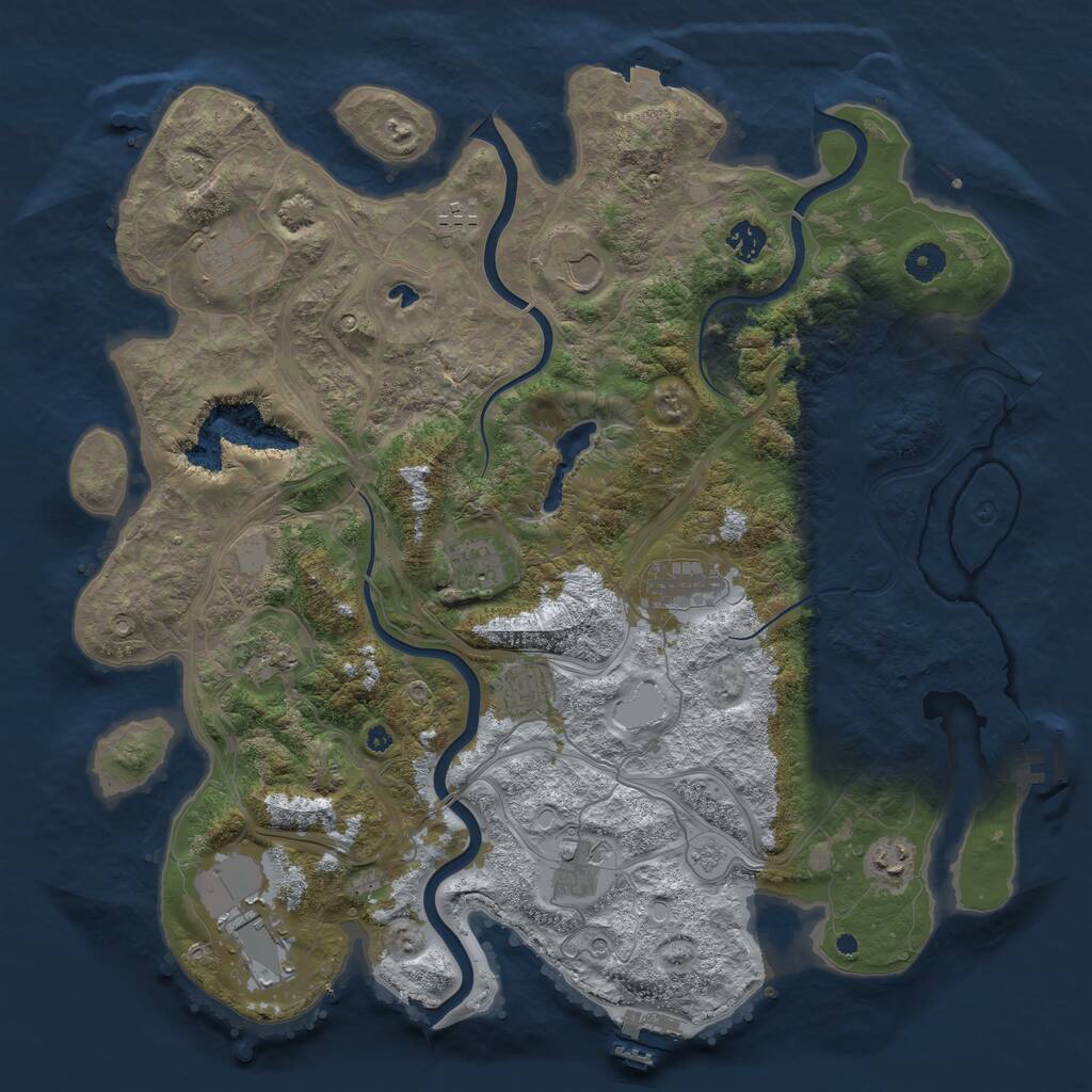 Rust Map: Procedural Map, Size: 4250, Seed: 772940691, 17 Monuments