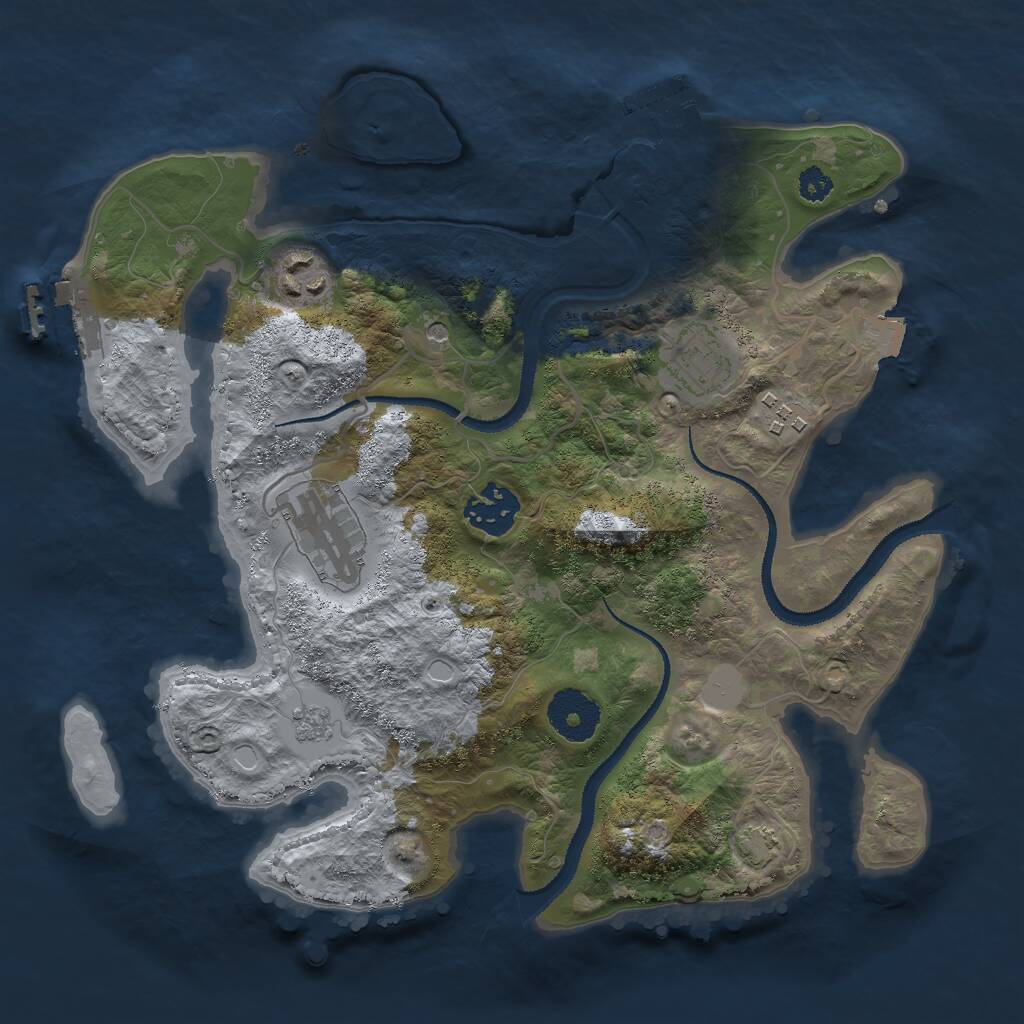 Rust Map: Procedural Map, Size: 3000, Seed: 25486, 11 Monuments
