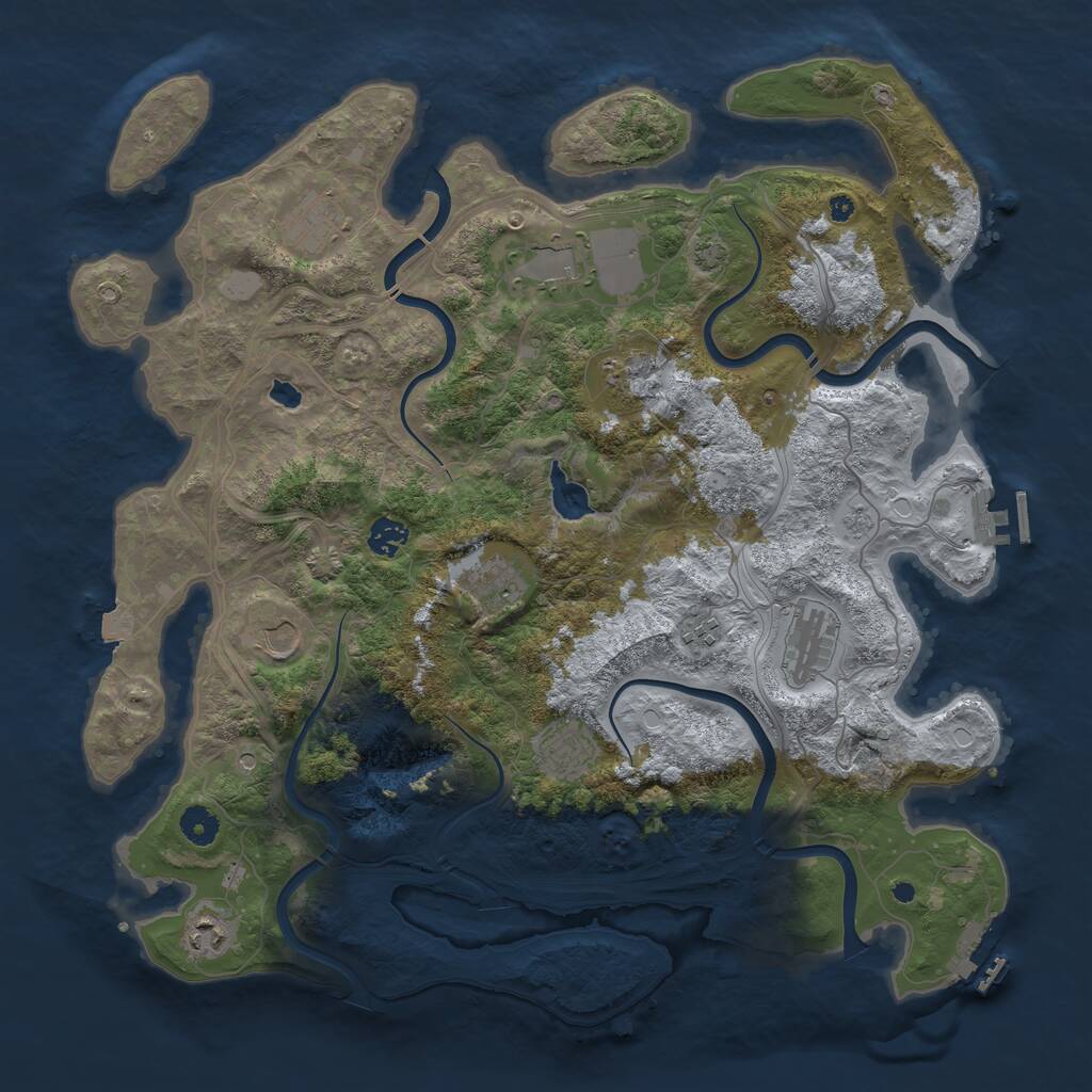 Rust Map: Procedural Map, Size: 4250, Seed: 493804472, 16 Monuments