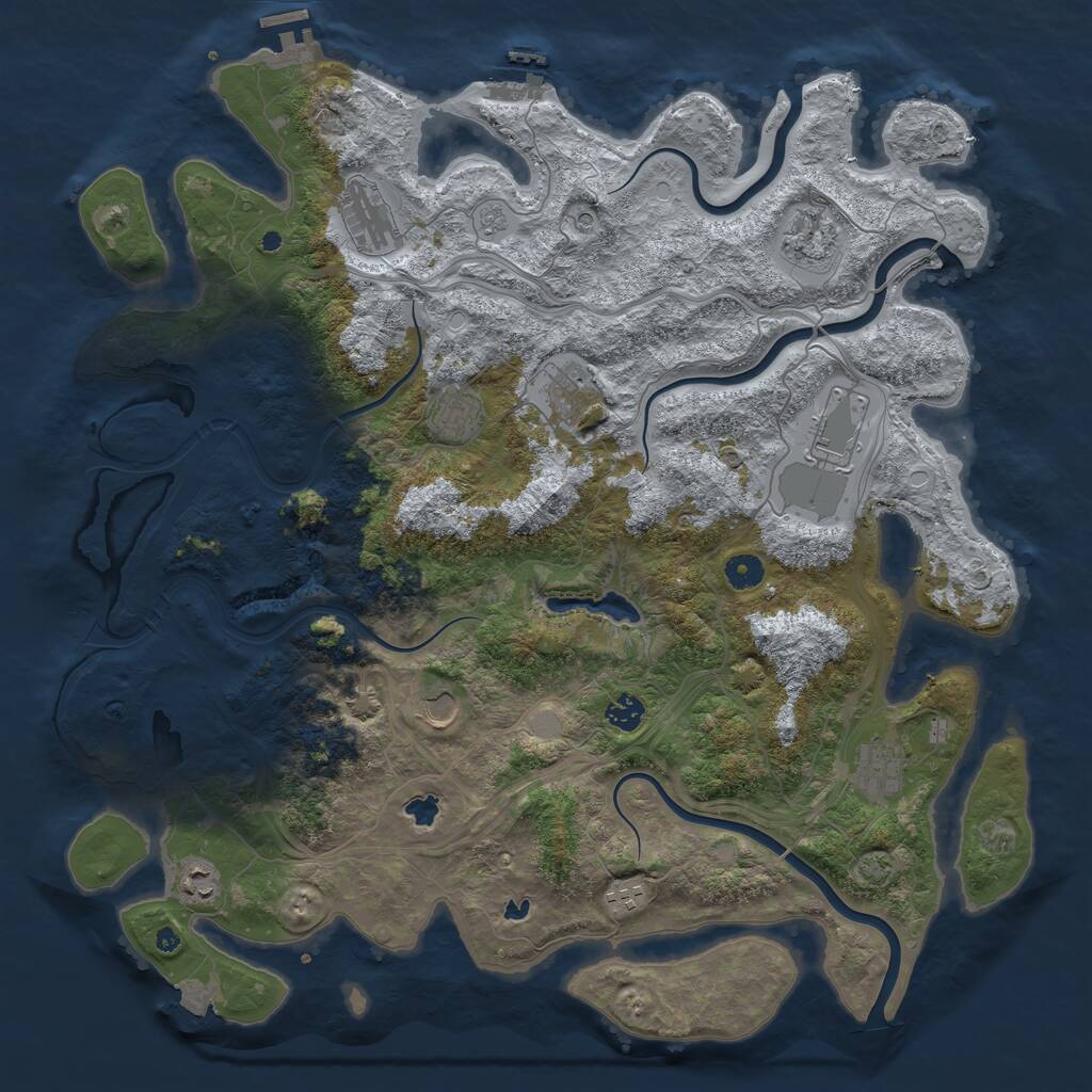 Rust Map: Procedural Map, Size: 4500, Seed: 881800539, 16 Monuments