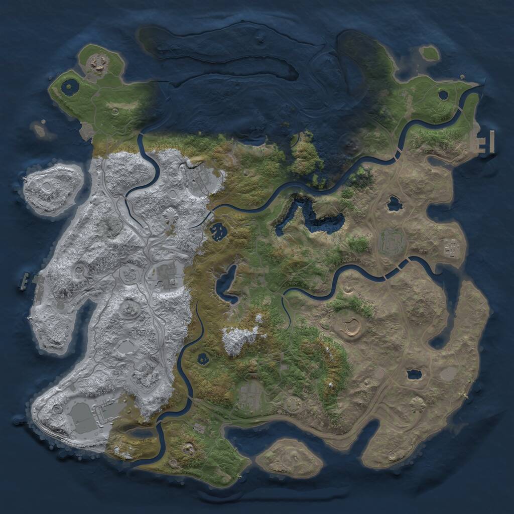 Rust Map: Procedural Map, Size: 4500, Seed: 327570648, 16 Monuments