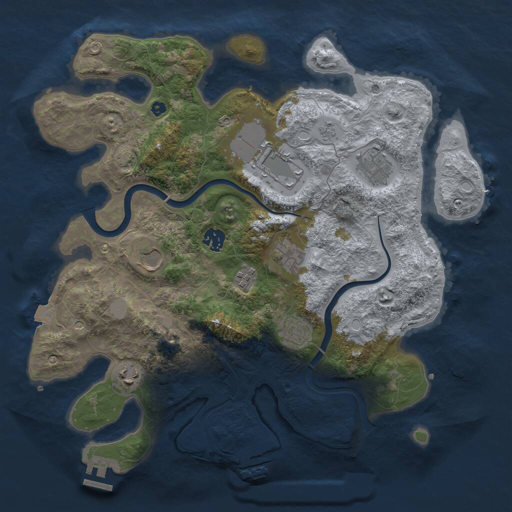 Rust Map: Procedural Map, Size: 3500, Seed: 52661212, 14 Monuments
