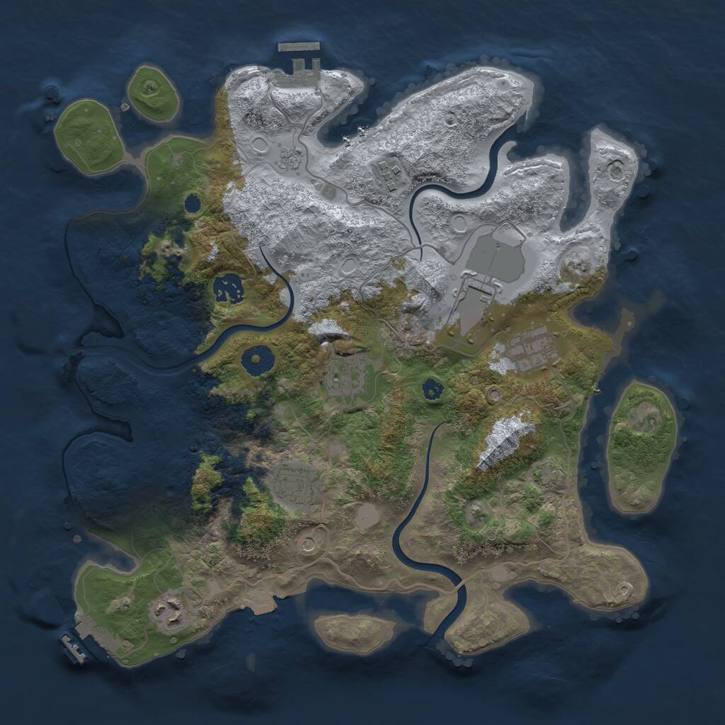 Rust Map: Procedural Map, Size: 3500, Seed: 3638, 13 Monuments