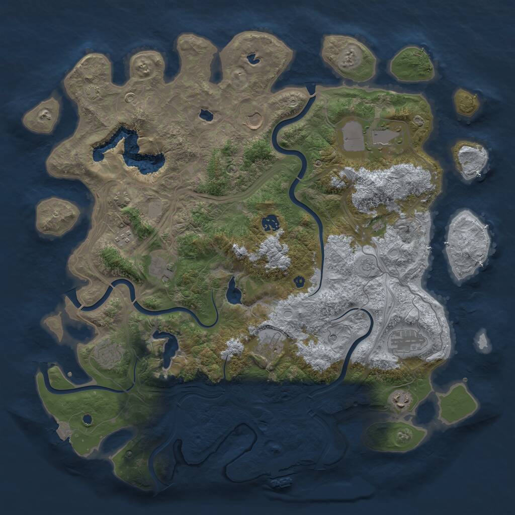 Rust Map: Procedural Map, Size: 4500, Seed: 1156514740, 14 Monuments
