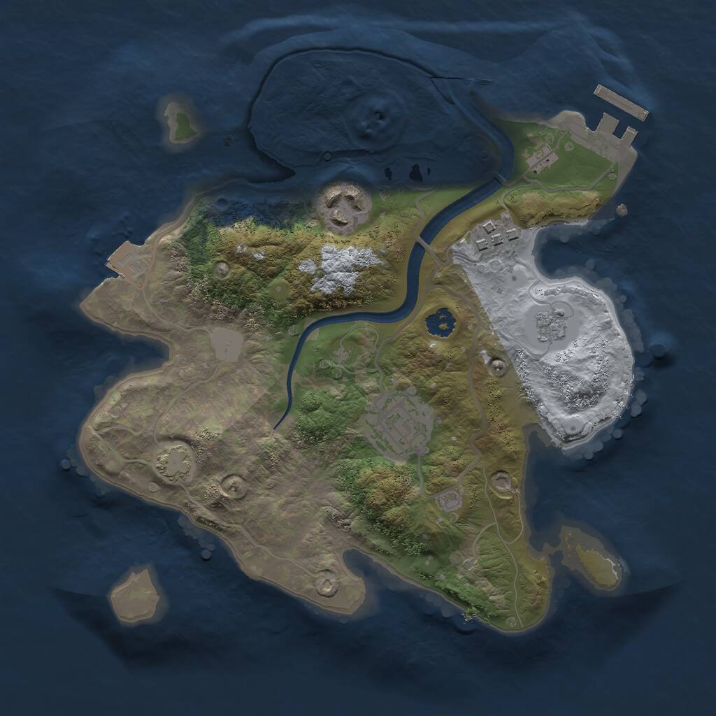 Rust Map: Procedural Map, Size: 2500, Seed: 1272060092, 7 Monuments