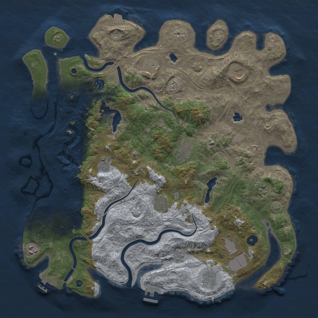 Rust Map: Procedural Map, Size: 4500, Seed: 702615267, 17 Monuments