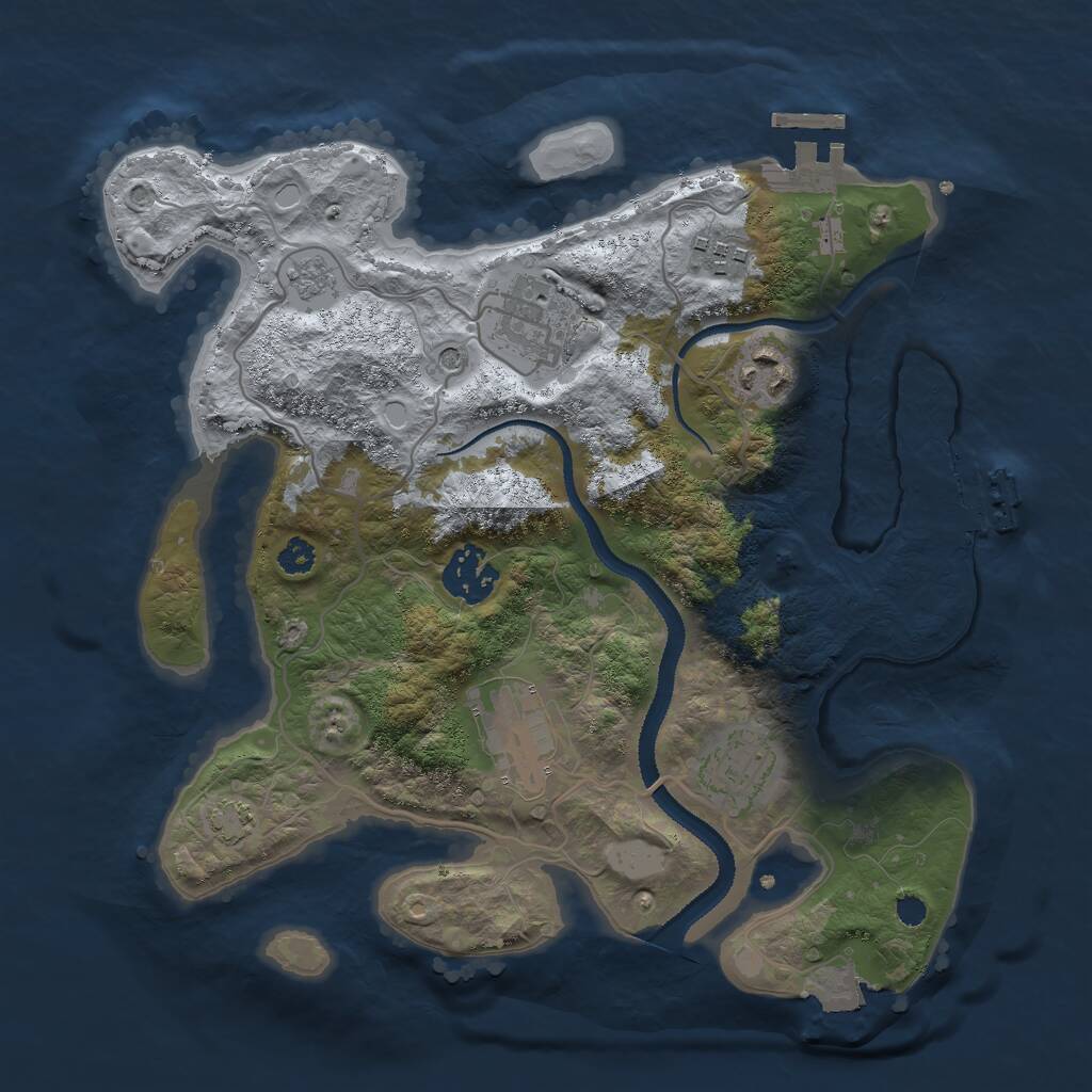 Rust Map: Procedural Map, Size: 3000, Seed: 991823927, 12 Monuments
