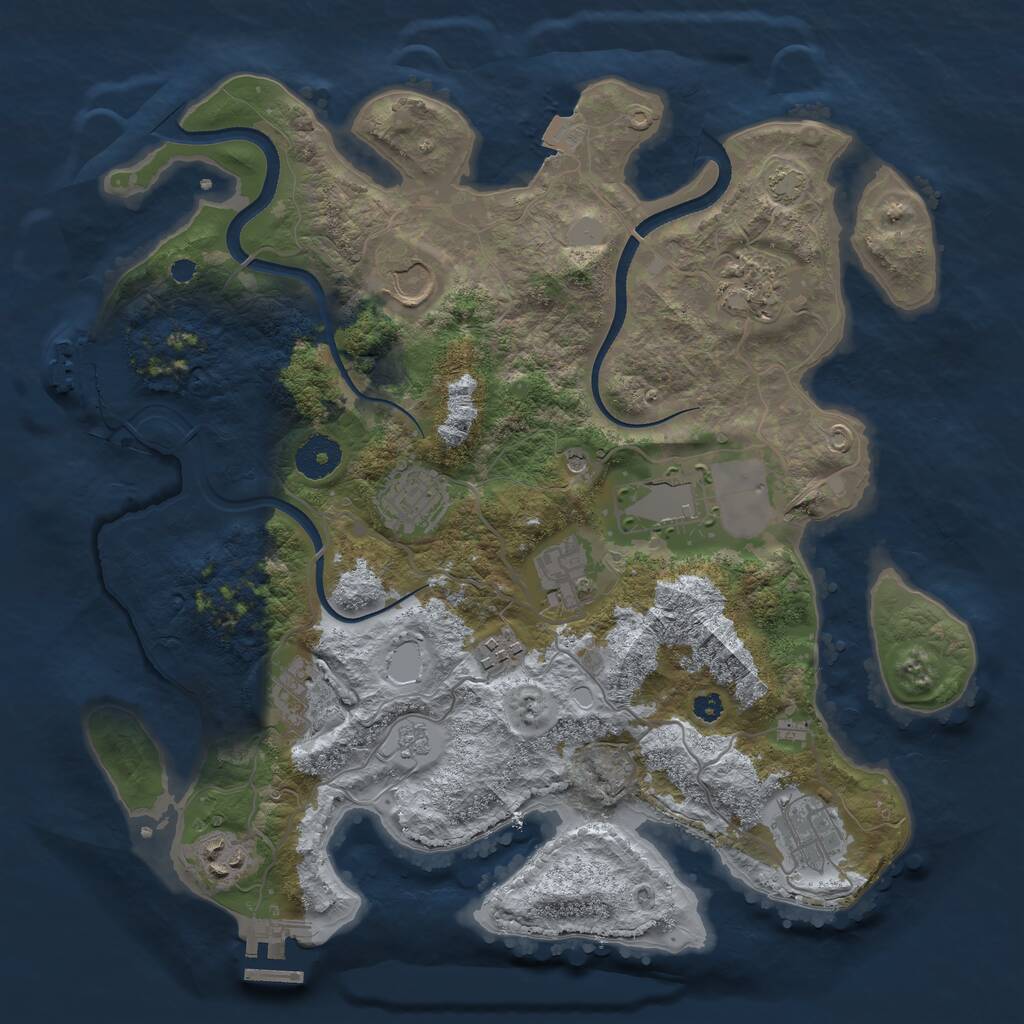 Rust Map: Procedural Map, Size: 3500, Seed: 1275889494, 15 Monuments