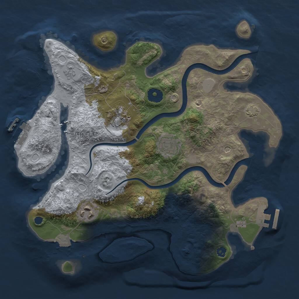 Rust Map: Procedural Map, Size: 3000, Seed: 51336, 9 Monuments