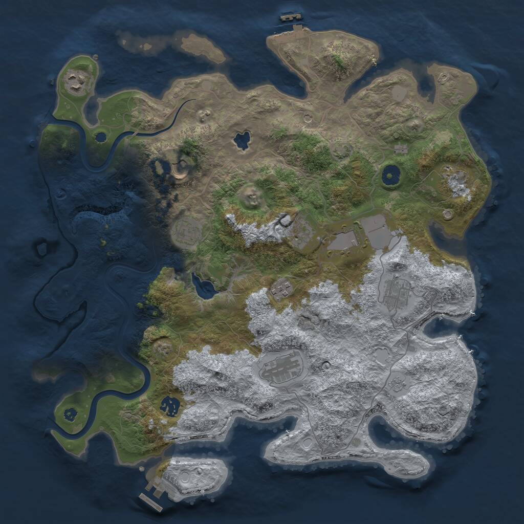 Rust Map: Procedural Map, Size: 4000, Seed: 1764373162, 16 Monuments