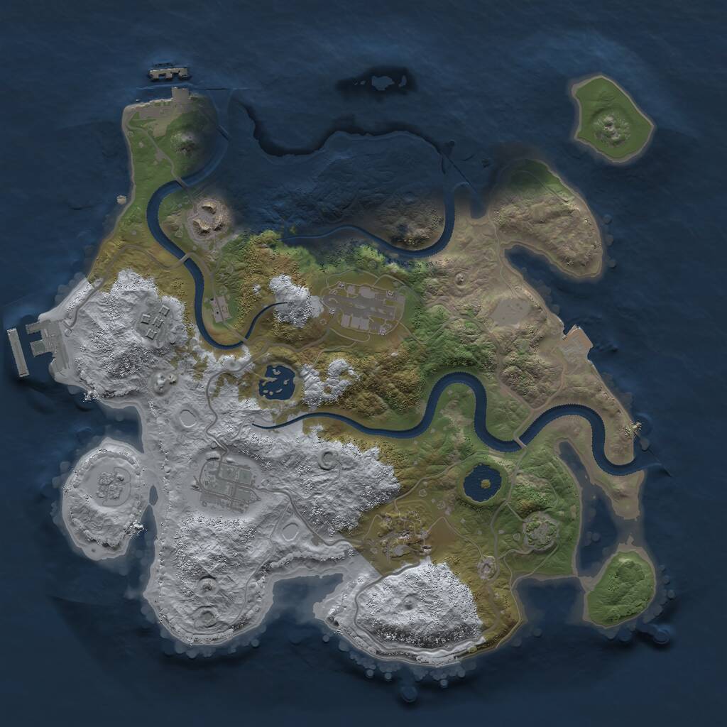 Rust Map: Procedural Map, Size: 3000, Seed: 28477, 11 Monuments