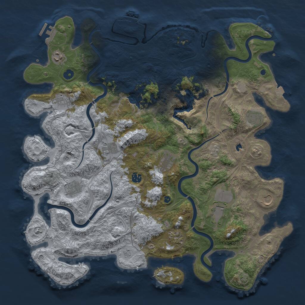 Rust Map: Procedural Map, Size: 4500, Seed: 1047127208, 17 Monuments