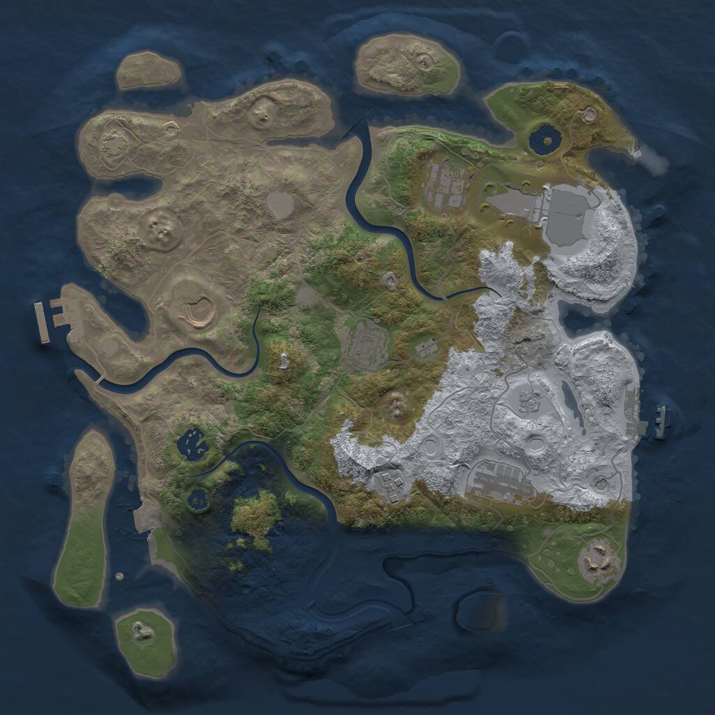 Rust Map: Procedural Map, Size: 3500, Seed: 1790913588, 14 Monuments