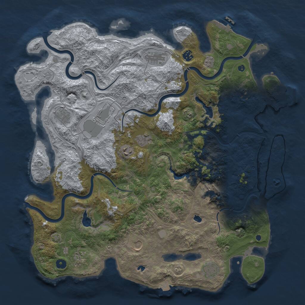Rust Map: Procedural Map, Size: 4500, Seed: 281599823, 17 Monuments
