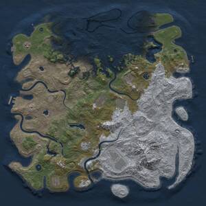 Thumbnail Rust Map: Procedural Map, Size: 5000, Seed: 278381084, 17 Monuments