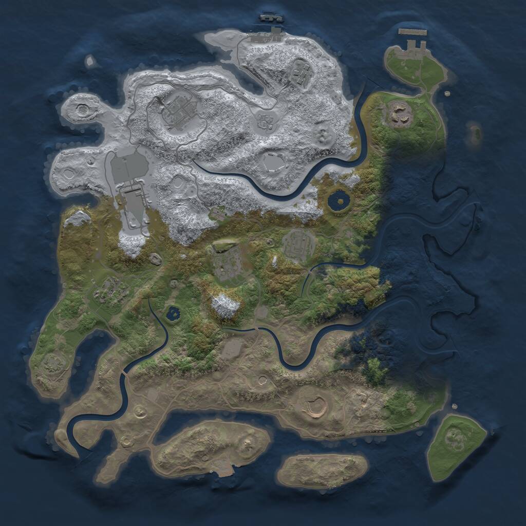 Rust Map: Procedural Map, Size: 3750, Seed: 2024361174, 14 Monuments