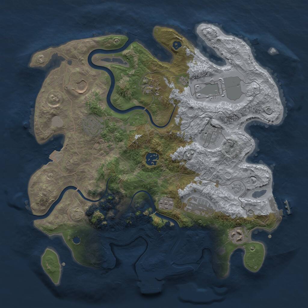 Rust Map: Procedural Map, Size: 3500, Seed: 1630880066, 15 Monuments