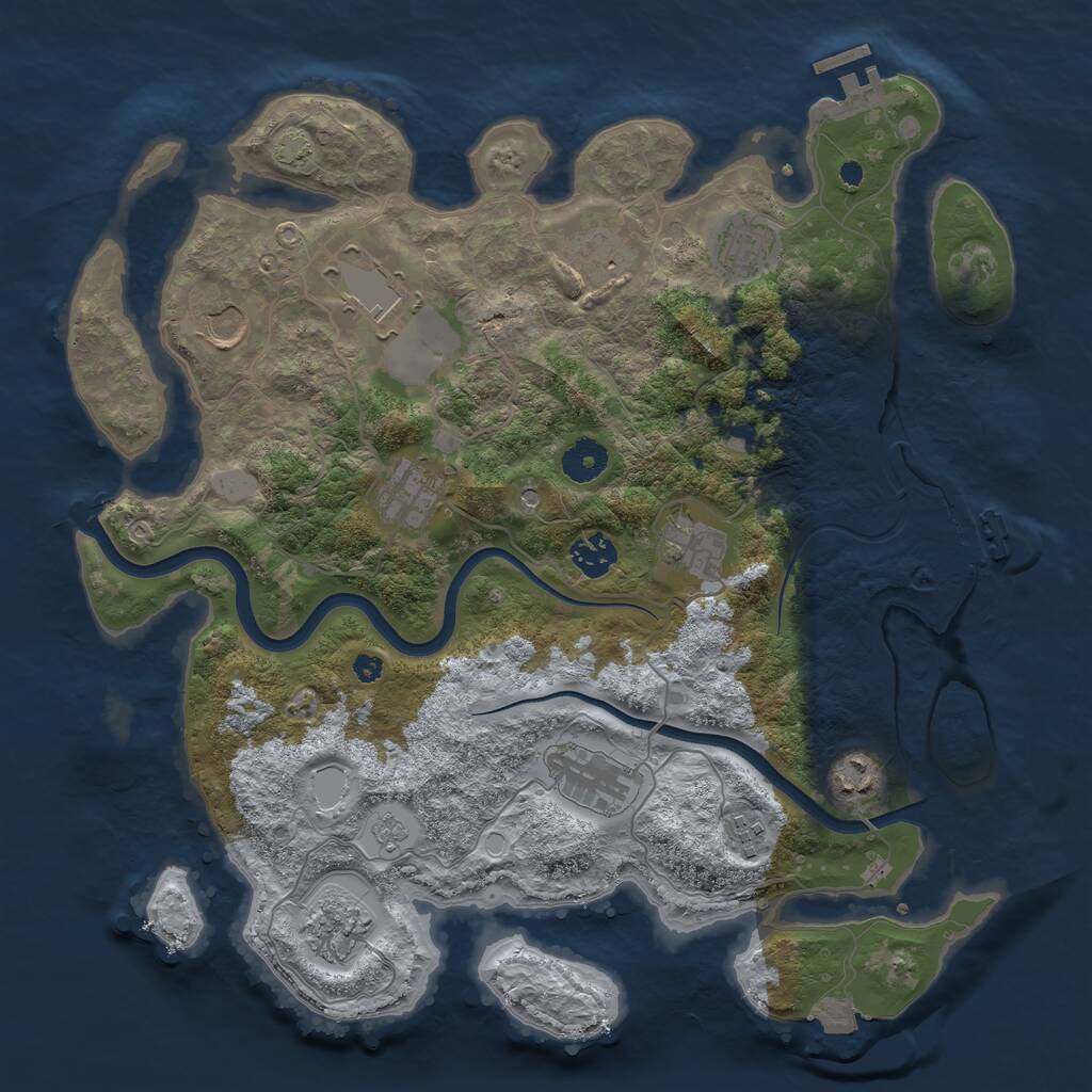 Rust Map: Procedural Map, Size: 3750, Seed: 2100645370, 17 Monuments