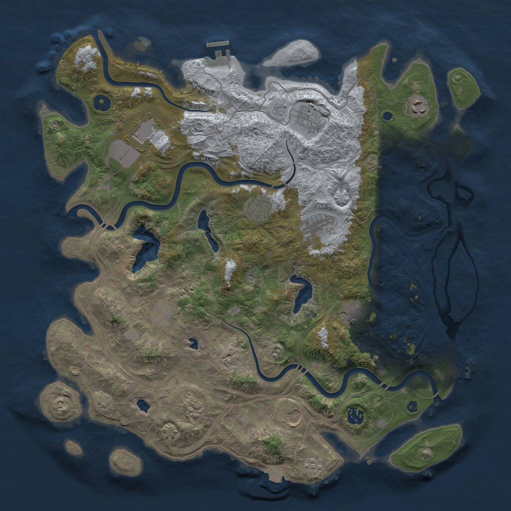 Rust Map: Procedural Map, Size: 4500, Seed: 2065572241, 17 Monuments