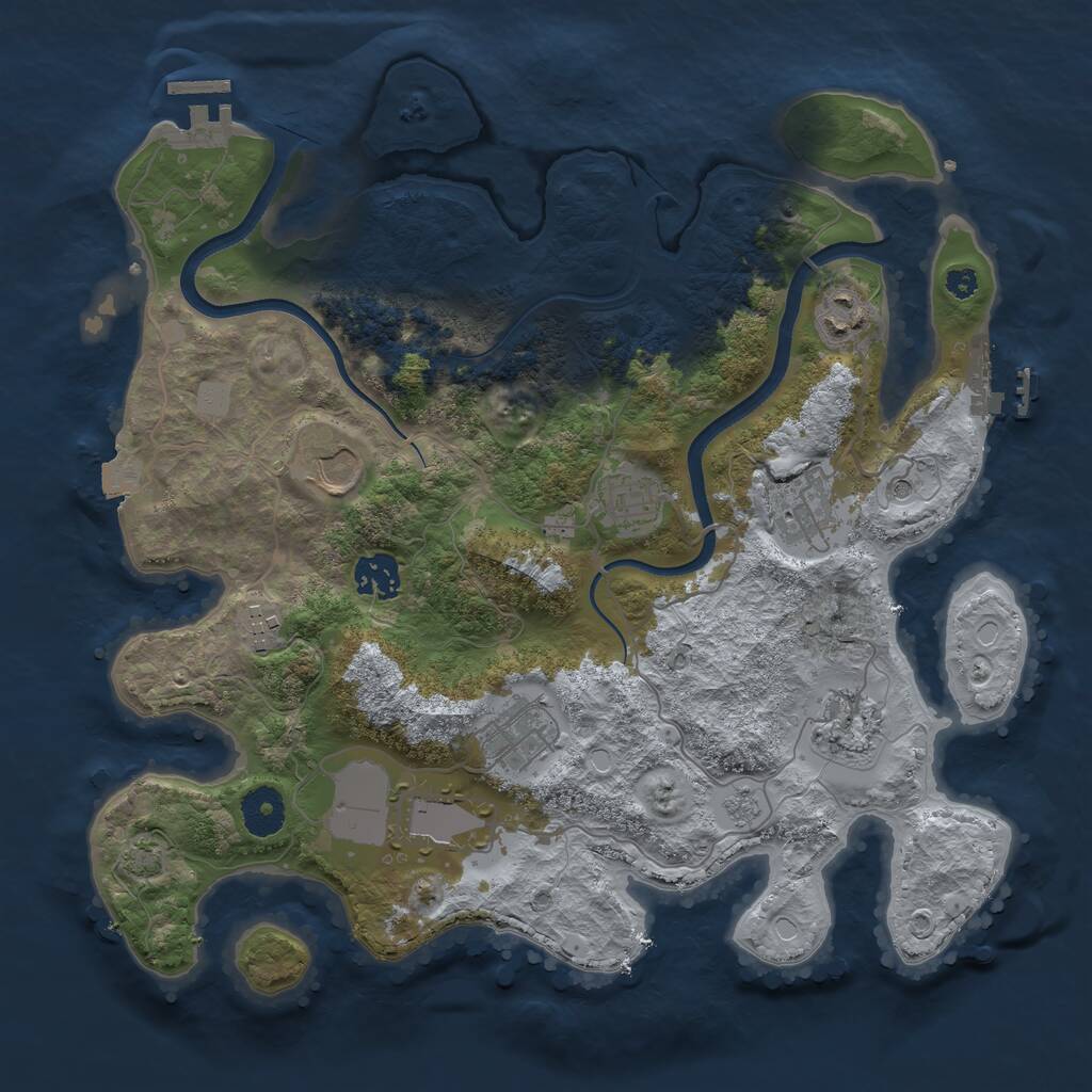 Rust Map: Procedural Map, Size: 3500, Seed: 1032306580, 15 Monuments