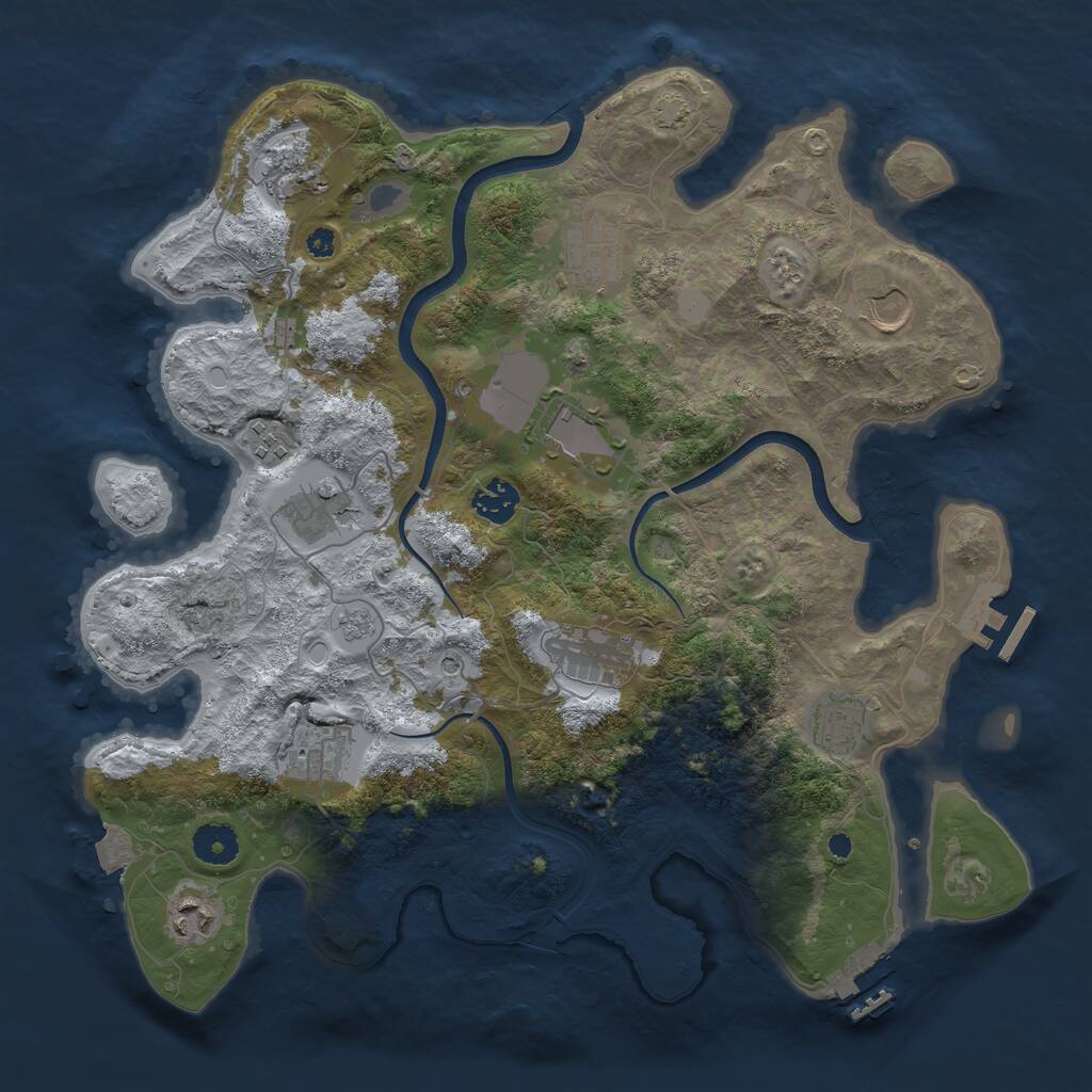 Rust Map: Procedural Map, Size: 3750, Seed: 1023817705, 17 Monuments