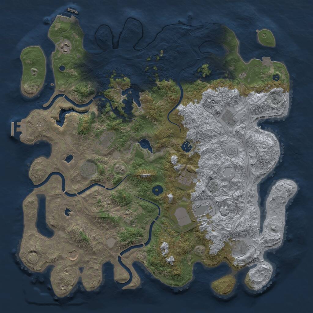 Rust Map: Procedural Map, Size: 4500, Seed: 1212116624, 17 Monuments