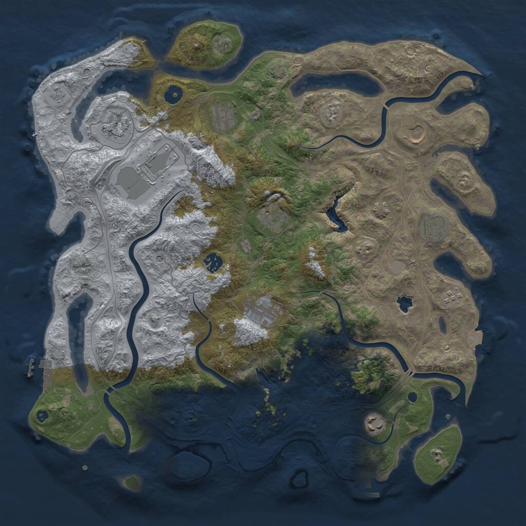 Rust Map: Procedural Map, Size: 4350, Seed: 1951887442, 16 Monuments