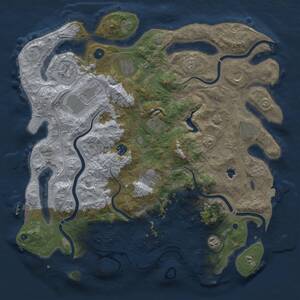 Thumbnail Rust Map: Procedural Map, Size: 4350, Seed: 1951887442, 16 Monuments