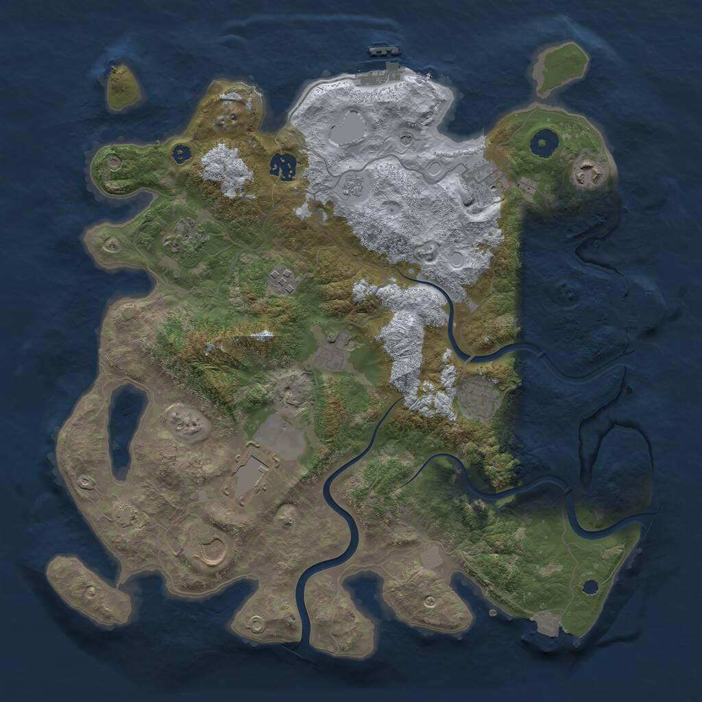 Rust Map: Procedural Map, Size: 3800, Seed: 245690381, 15 Monuments