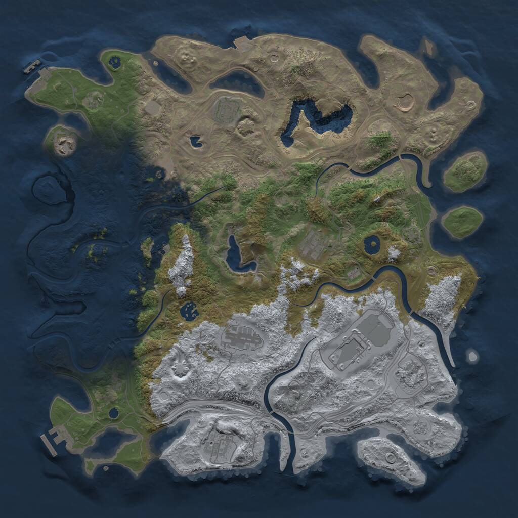Rust Map: Procedural Map, Size: 4250, Seed: 2104895217, 17 Monuments