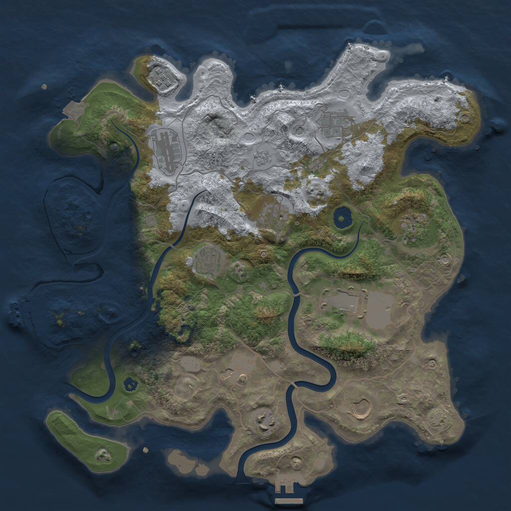 Rust Map: Procedural Map, Size: 3700, Seed: 718835883, 16 Monuments