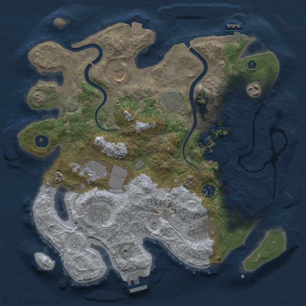 Rust Map: Procedural Map, Size: 3500, Seed: 51702537, 15 Monuments