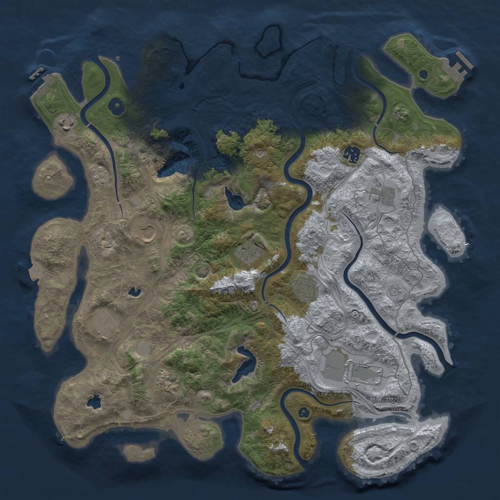 Rust Map: Procedural Map, Size: 4500, Seed: 1729845948, 16 Monuments