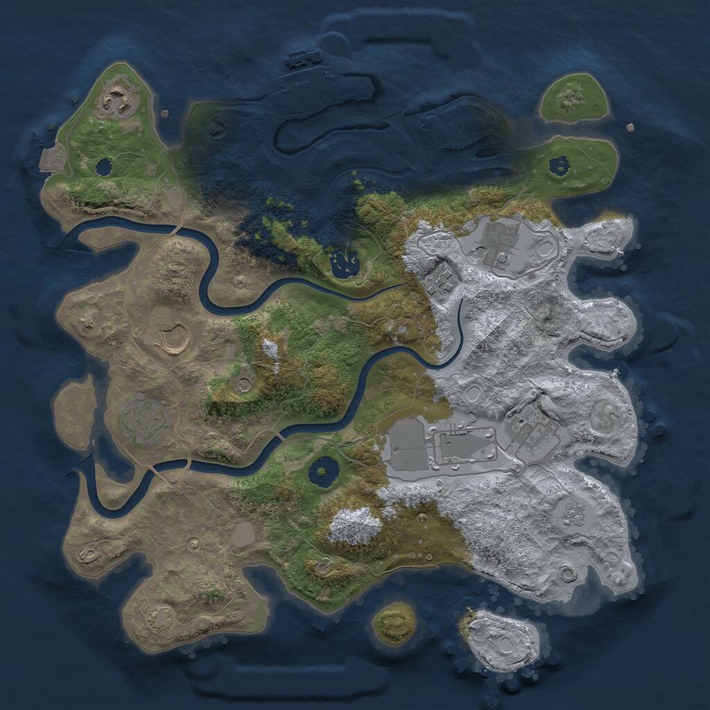 Rust Map: Procedural Map, Size: 3500, Seed: 760487441, 13 Monuments