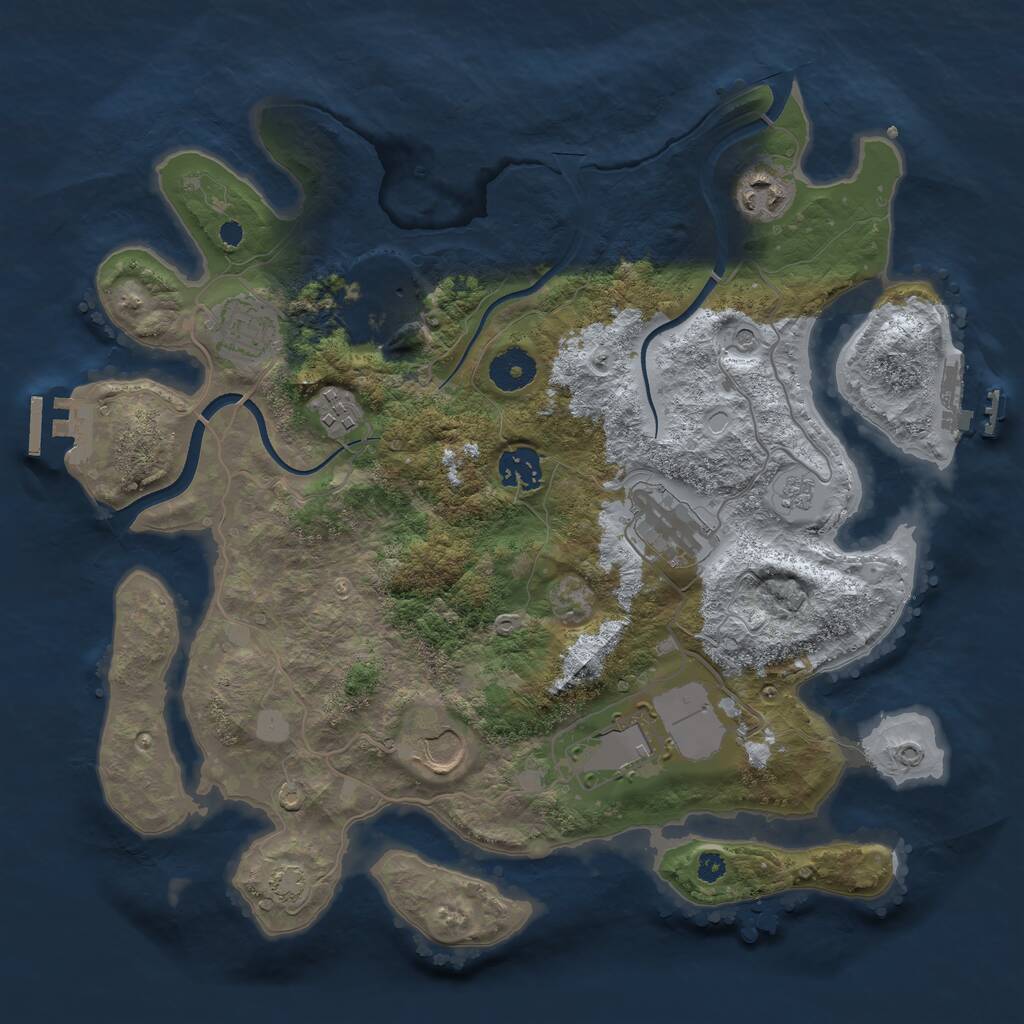 Rust Map: Procedural Map, Size: 3500, Seed: 730315962, 14 Monuments