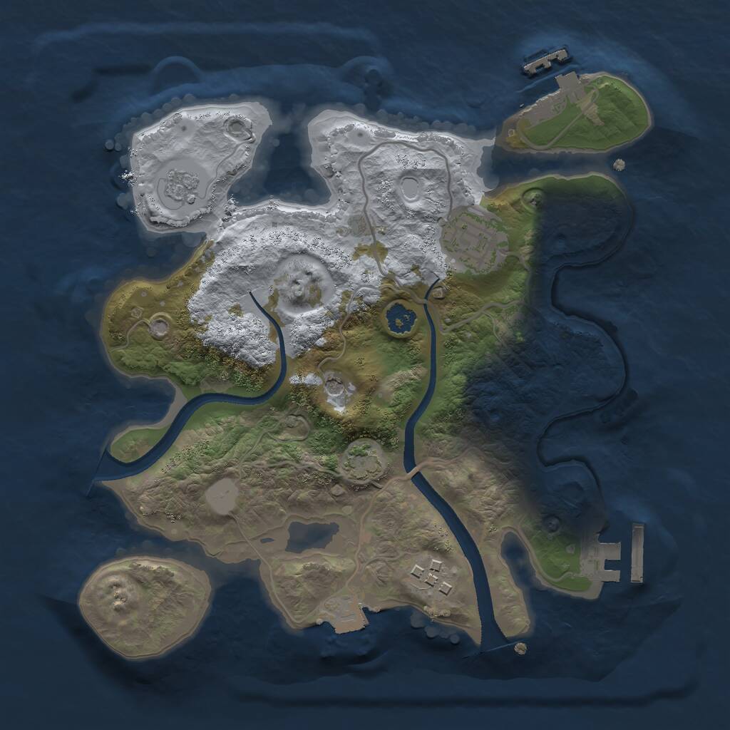 Rust Map: Procedural Map, Size: 2500, Seed: 455432, 8 Monuments