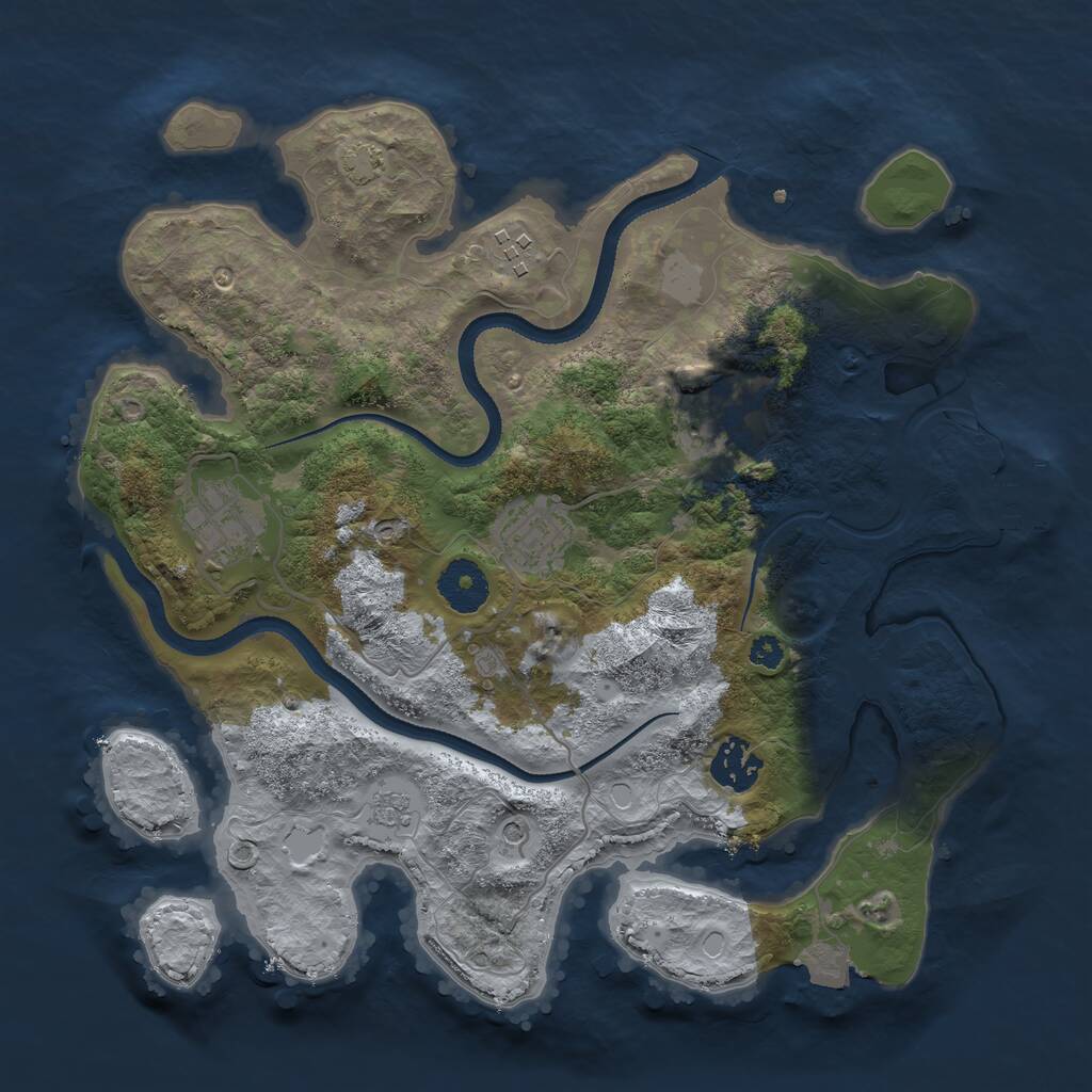 Rust Map: Procedural Map, Size: 3250, Seed: 27336161, 10 Monuments