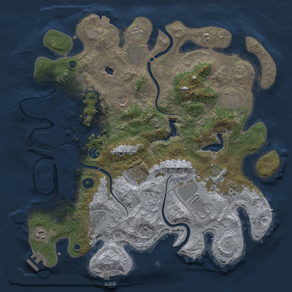Rust Map: Procedural Map, Size: 4000, Seed: 123070633, 16 Monuments