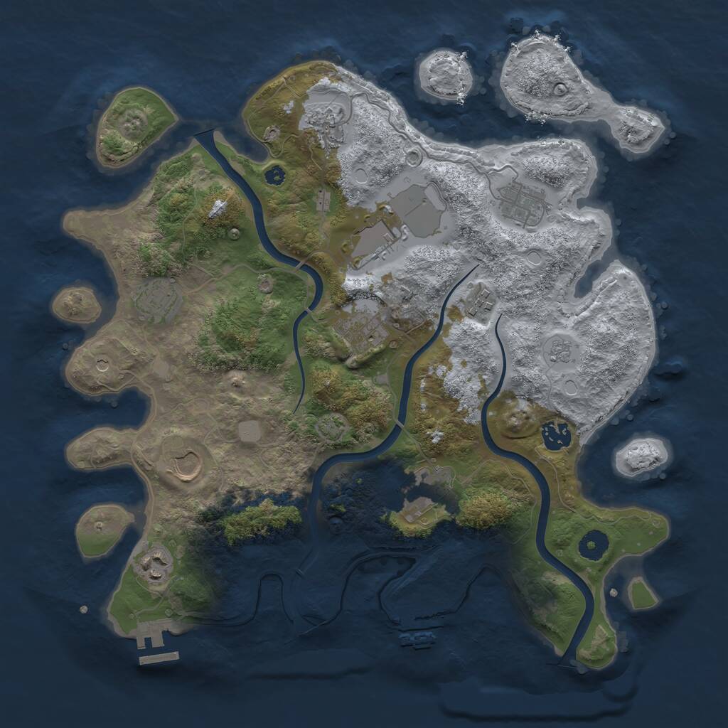 Rust Map: Procedural Map, Size: 3700, Seed: 2047833878, 16 Monuments